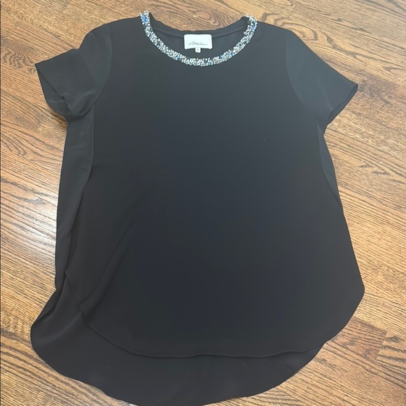 EUC 3.1 PHILIP LIM Black Beaded Neckline Top SIZE 8 - Picture 1 of 3